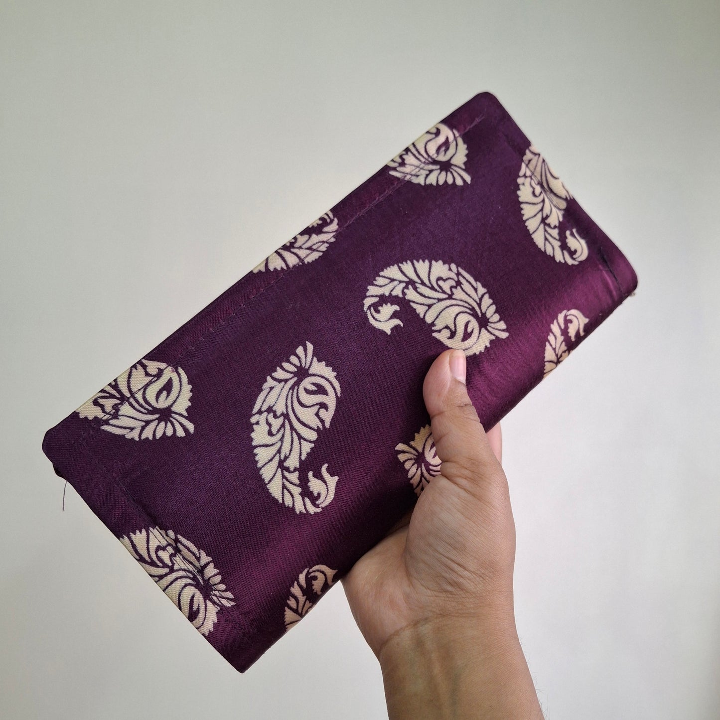 Purple Wallets/Clutch - Block Printed Ajrakh on Mashru Silk Fabric