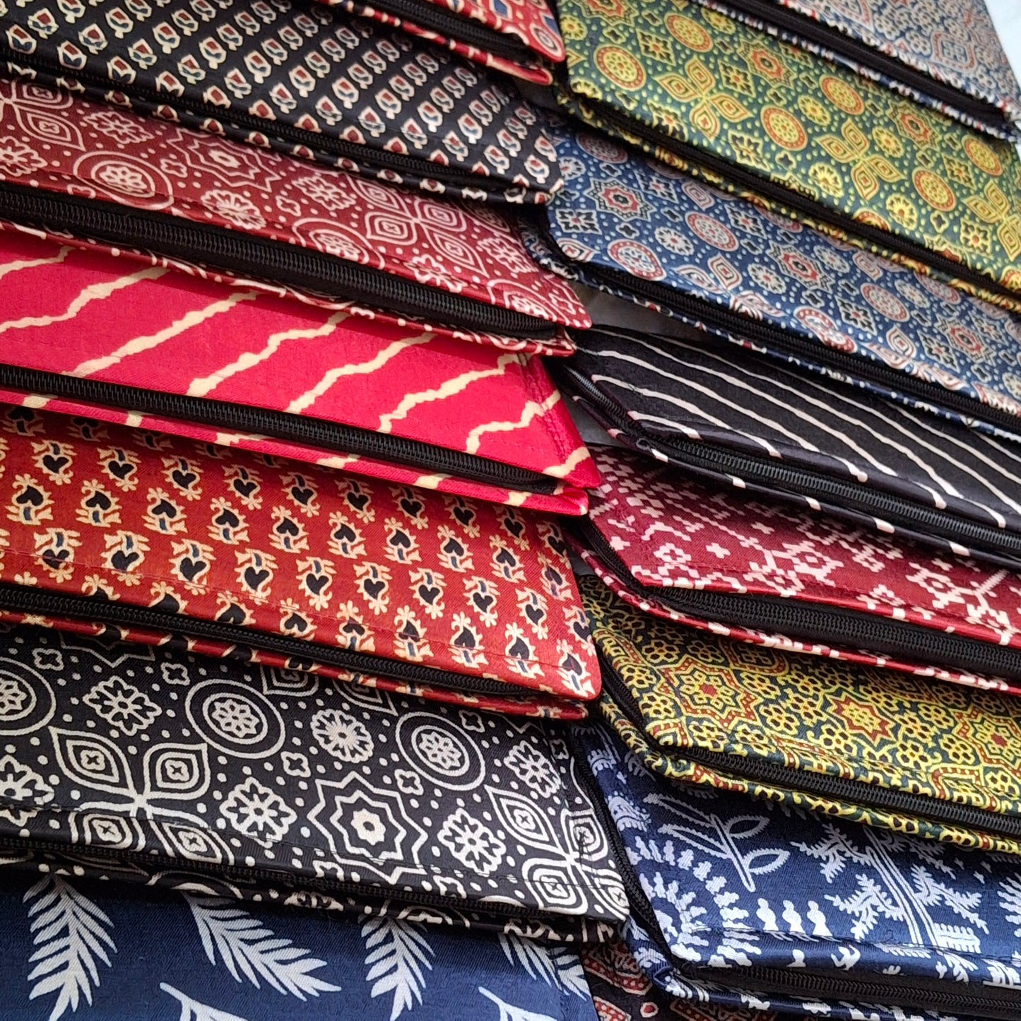 Red Ajrakh Wallets - Block Printed on Mashru Silk Fabric