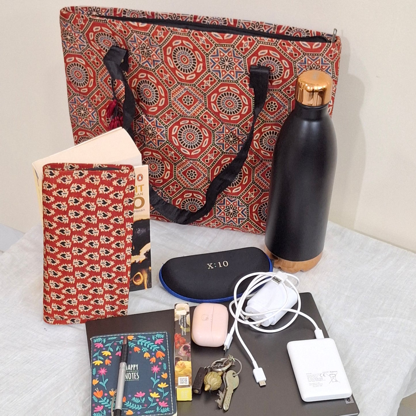 Red Ajrakh Wallets - Block Printed on Mashru Silk Fabric