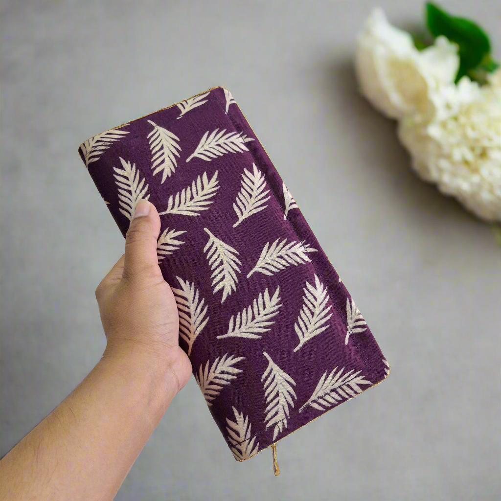 Purple Wallets/Clutch - Block Printed Ajrakh on Mashru Silk Fabric