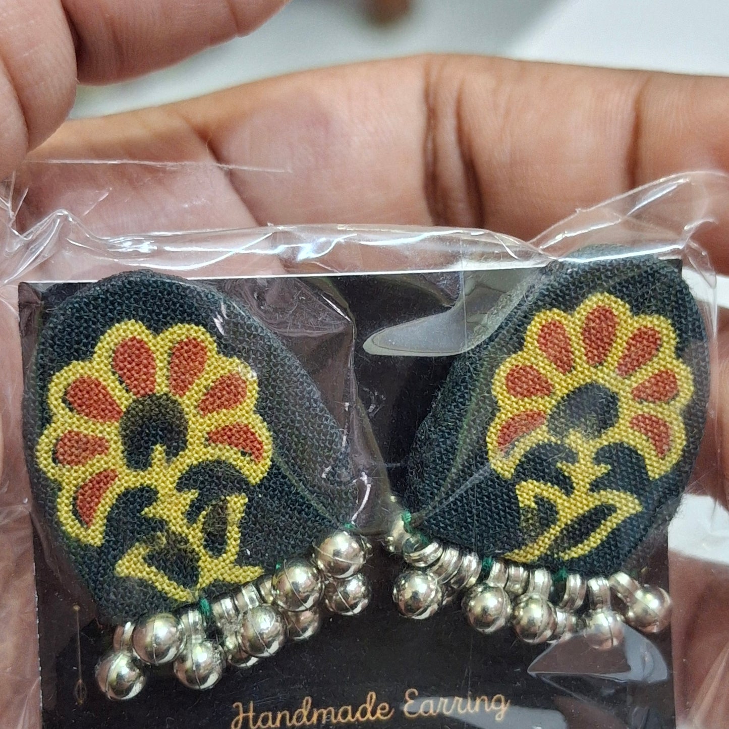 Purna Fabric Earrings - Ajrakh Print Studs