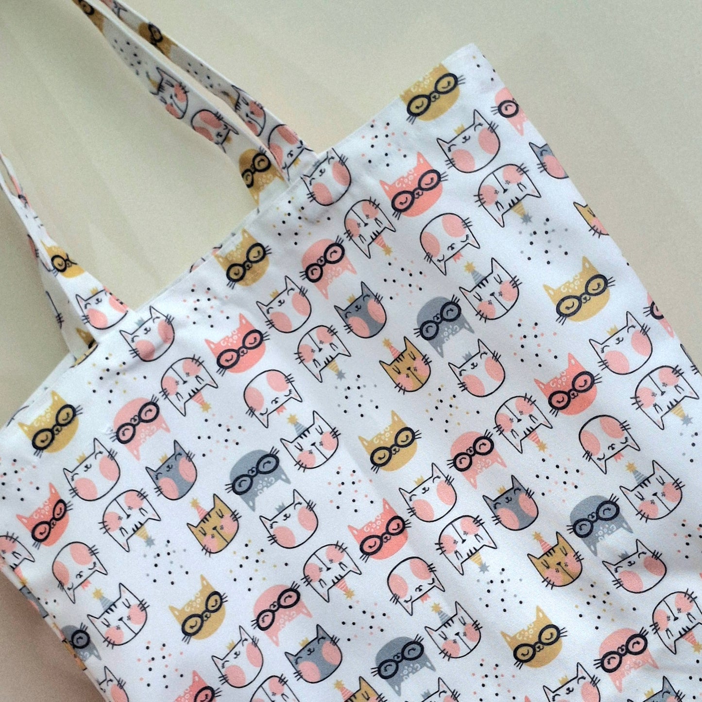 Kittens Pattern White Tote - Printed Everyday Large Canvas Shopping Tote Bag