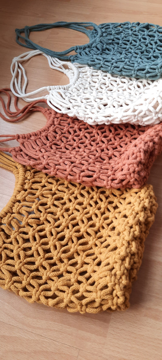Braided Macrame Tote, Boho Beach Bag, Shopping Tote