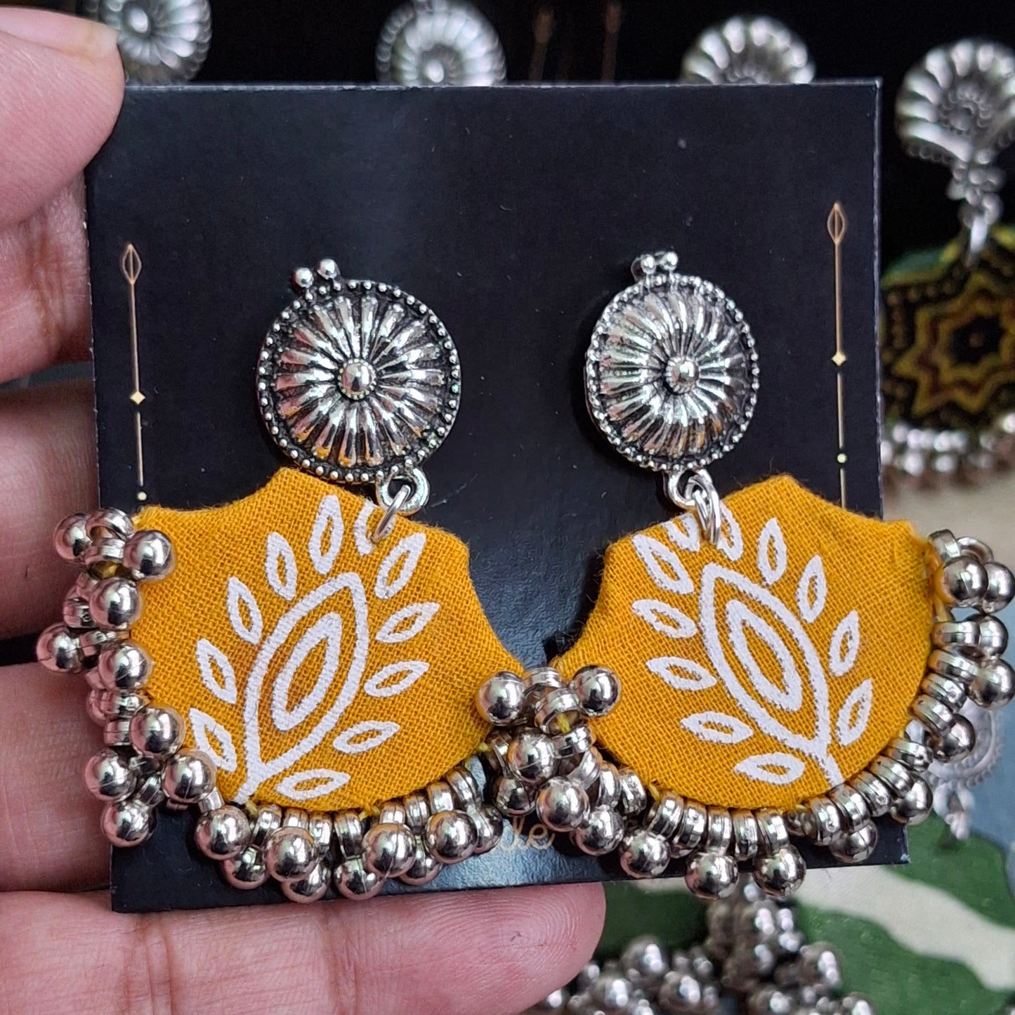 Mahi Chanbaali Fabric Earring - Block Printed Ajrakh Earring