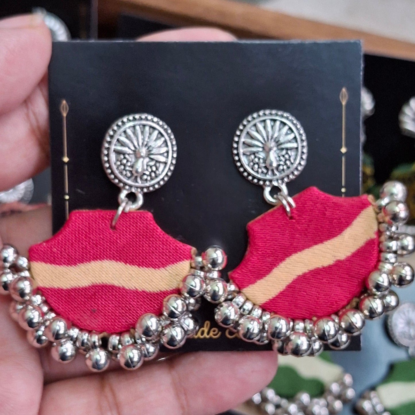 Mahi Chanbaali Fabric Earring - Block Printed Ajrakh Earring