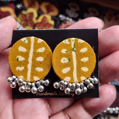 Purna Fabric Earrings - Ajrakh Print Studs