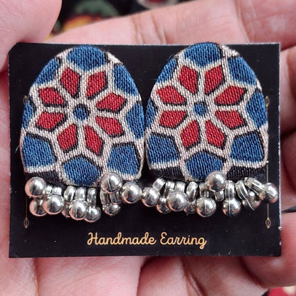 Purna Fabric Earrings - Ajrakh Print Studs