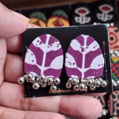Purna Fabric Earrings - Ajrakh Print Studs
