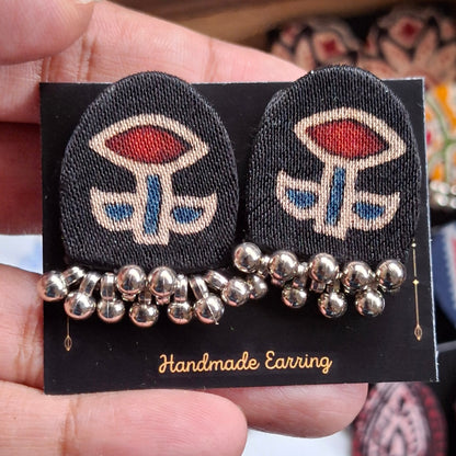 Purna Fabric Earrings - Ajrakh Print Studs