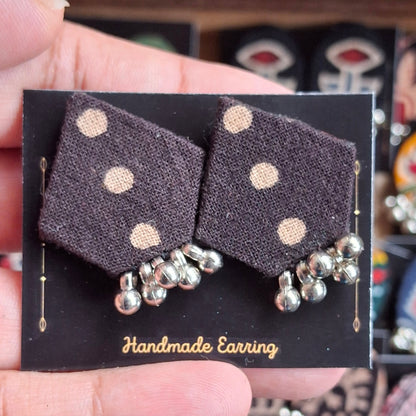 Purna Fabric Earrings - Ajrakh Print Studs