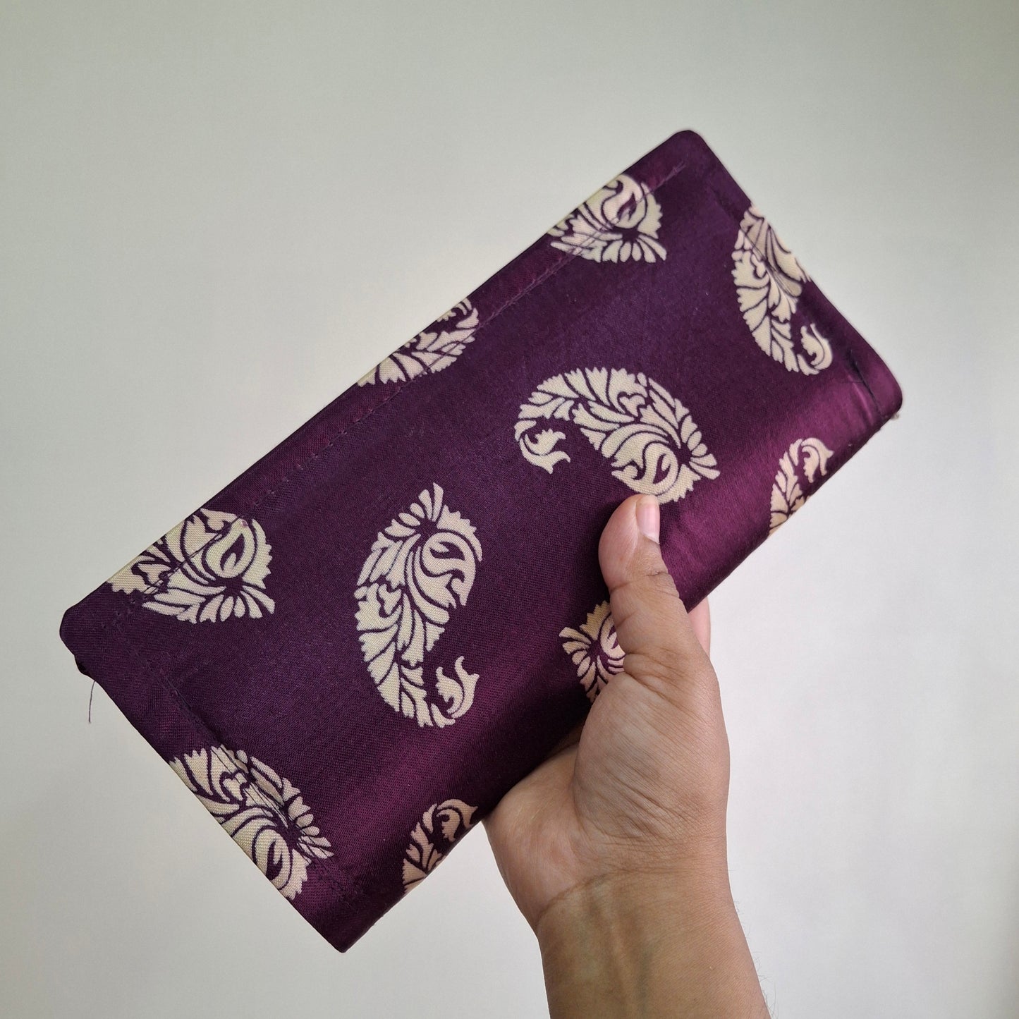 Purple Wallets/Clutch - Block Printed Ajrakh Print on Mashru Silk Fabric