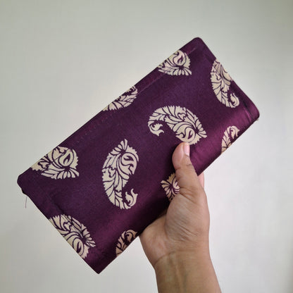 Purple Wallets/Clutch - Block Printed Ajrakh on Mashru Silk Fabric
