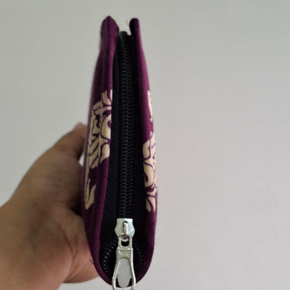 Purple Wallets/Clutch - Block Printed Ajrakh on Mashru Silk Fabric