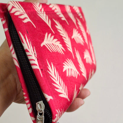 Hot Pink Wallets/Clutch - Block Printed Ajrakh on Mashru Silk Fabric