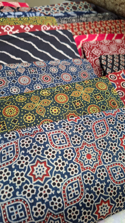 Navy Blue Wallets/Clutch - Block Printed Ajrakh on Mashru Silk Fabric