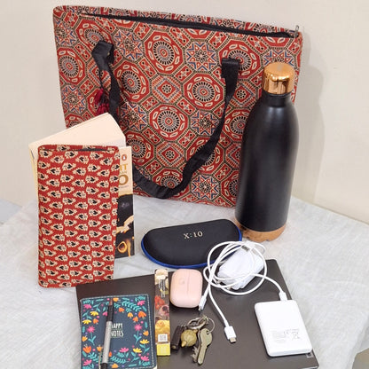 Red Ajrakh Wallets - Block Printed on Mashru Silk Fabric
