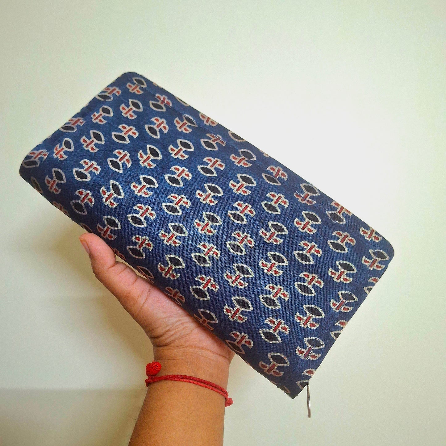 Navy Blue Wallets/Clutch - Block Printed Ajrakh Print on Mashru Silk Fabric