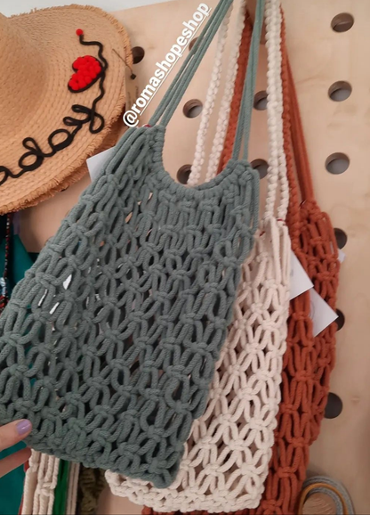 Braided Macrame Tote, Boho Beach Bag, Shopping Tote