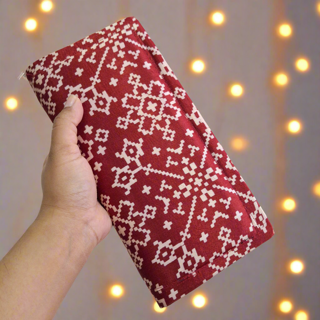 Red Wallets/Clutch - Block Printed Ajrakh Print on Mashru Silk Fabric