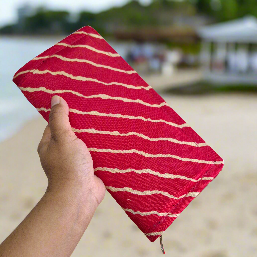 Hot Pink Wallets/Clutch - Block Printed Ajrakh Print on Mashru Silk Fabric