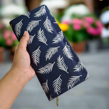 Navy Blue Wallets/Clutch - Block Printed Ajrakh on Mashru Silk Fabric