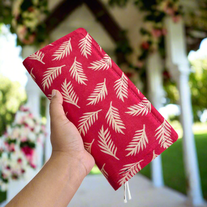 Hot Pink Wallets/Clutch - Block Printed Ajrakh on Mashru Silk Fabric