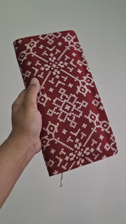 Red Ajrakh Wallets - Block Printed on Mashru Silk Fabric