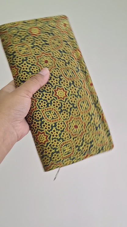 Emerald Green Wallets/Clutch - Block Printed Ajrakh on Mashru Silk Fabric