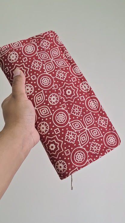 Red Ajrakh Wallets - Block Printed on Mashru Silk Fabric