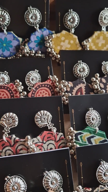 Mahi Chanbaali Fabric Earring - Block Printed Ajrakh Earring