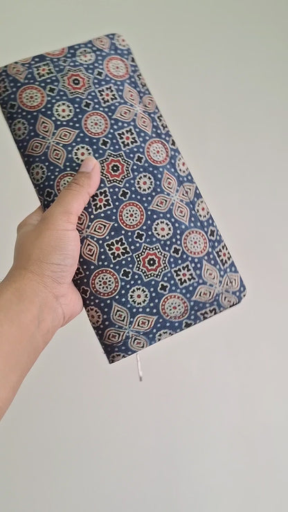 Navy Blue Wallets/Clutch - Block Printed Ajrakh on Mashru Silk Fabric