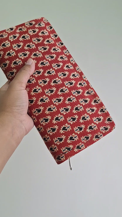 Red Ajrakh Wallets - Block Printed on Mashru Silk Fabric