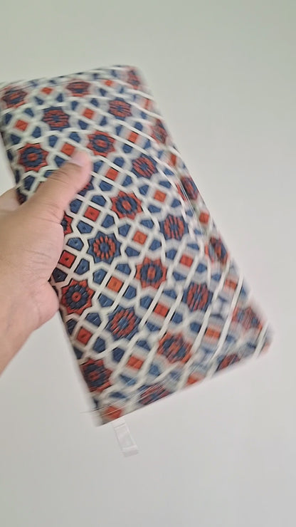 Beige Wallets/Clutch - Block Printed Ajrakh on Mashru Silk Fabric