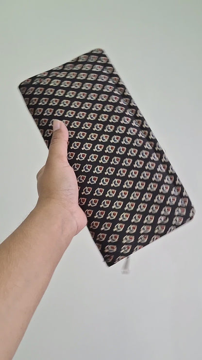 Black Wallets/Clutch - Block Printed Ajrakh Print on Mashru Silk Fabric
