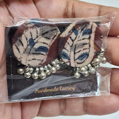 Purna Fabric Earrings - Ajrakh Print Studs