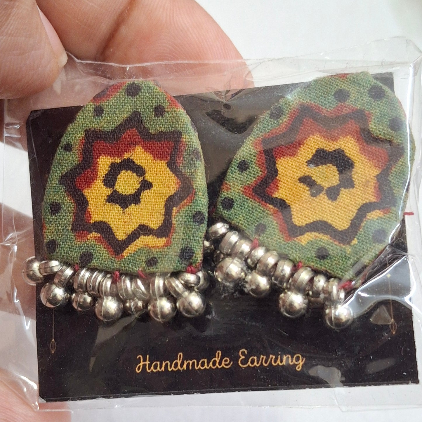 Purna Fabric Earrings - Ajrakh Print Studs