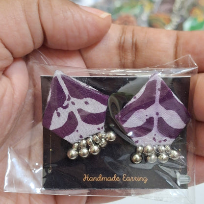 Purna Fabric Earrings - Ajrakh Print Studs