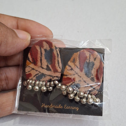 Purna Fabric Earrings - Ajrakh Print Studs