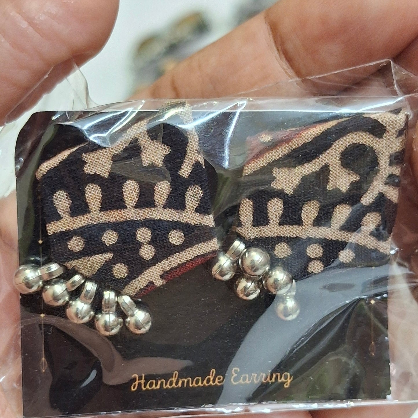 Purna Fabric Earrings - Ajrakh Print Studs