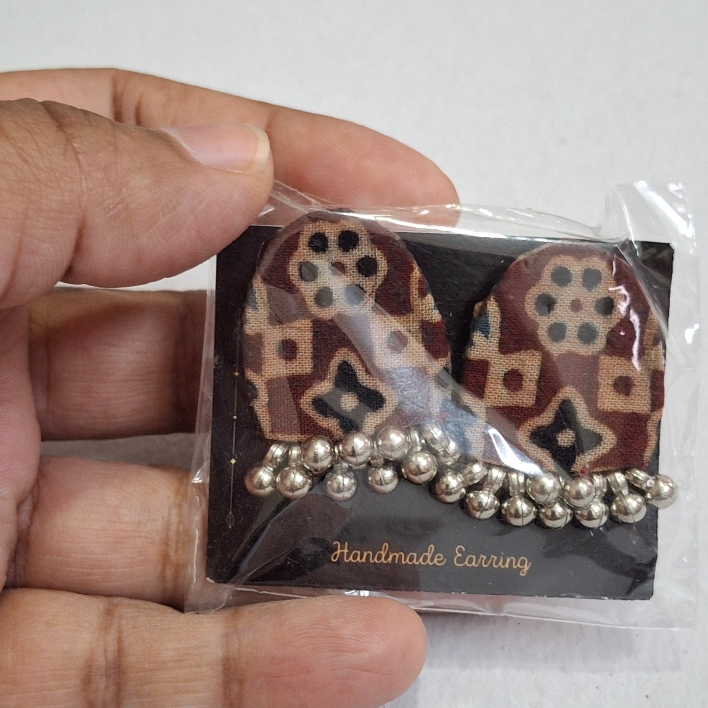 Purna Fabric Earrings - Ajrakh Print Studs