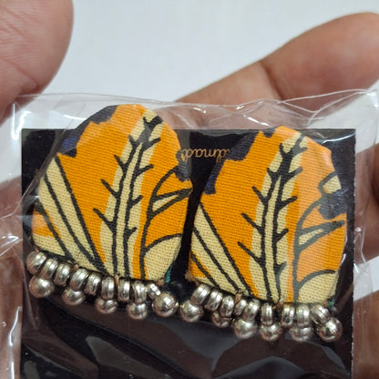 Purna Fabric Earrings - Ajrakh Print Studs