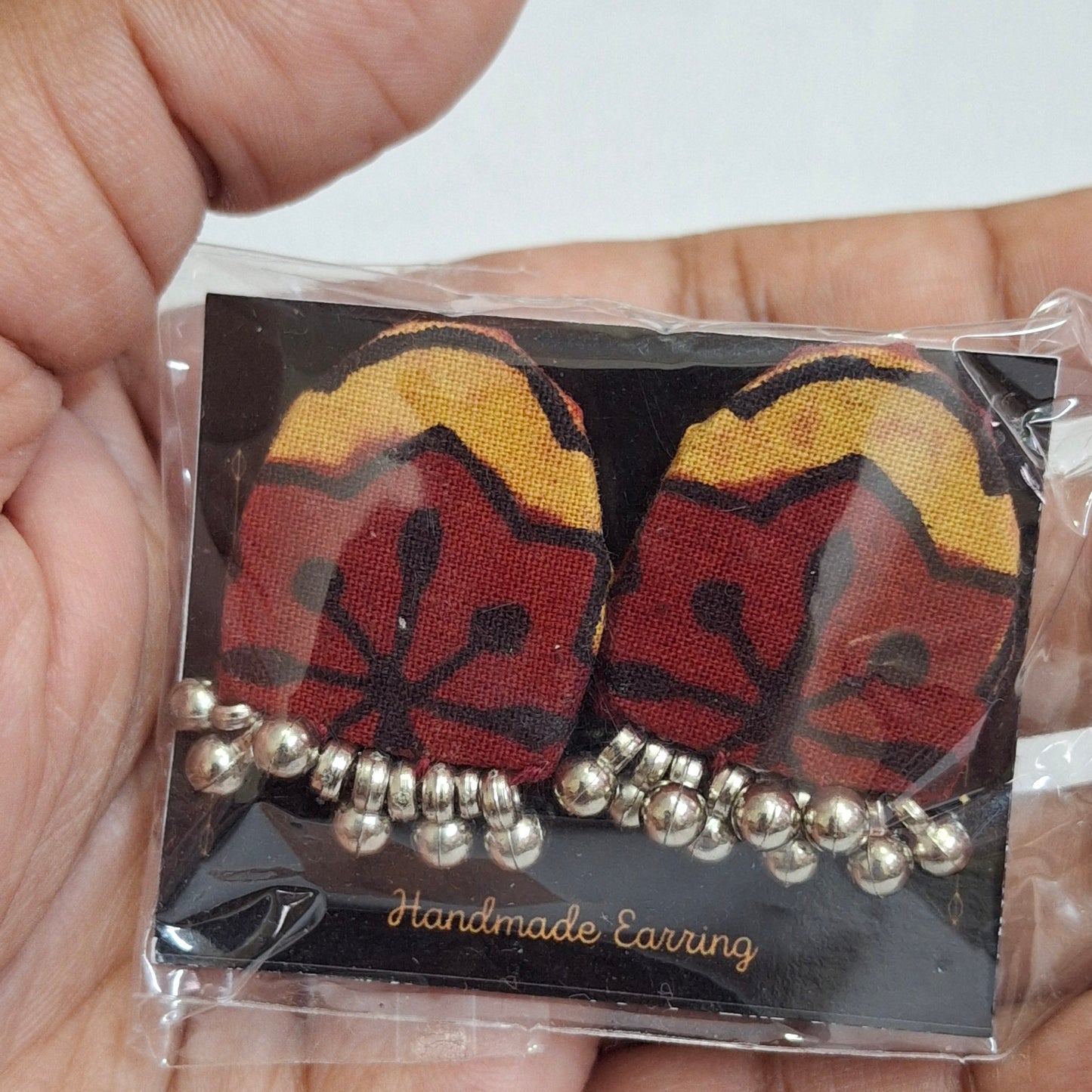 Purna Fabric Earrings - Ajrakh Print Studs
