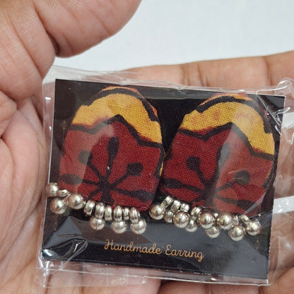 Purna Fabric Earrings - Ajrakh Print Studs