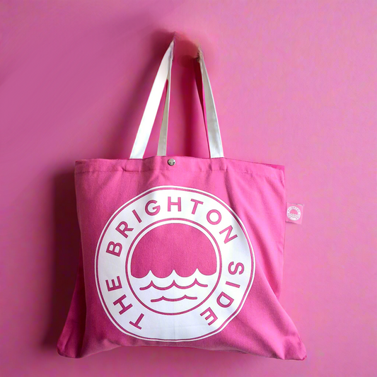 The Brighton Side Classic Hot Pink Tote - Printed Everyday Large Canvas Cotton Tote Bag